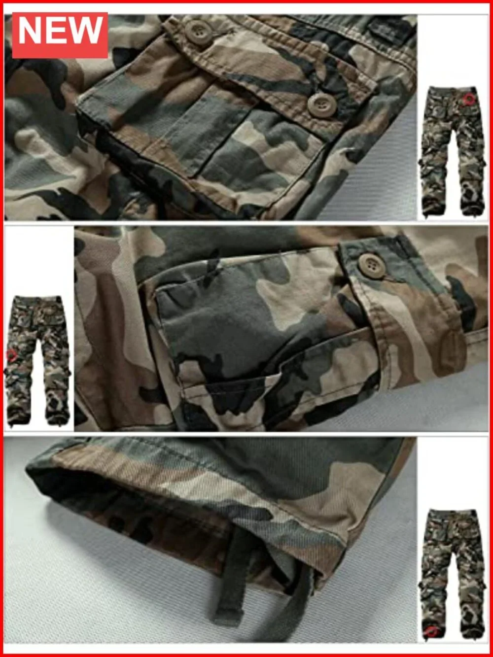 Men's Cargo Pants With 8 Pockets Drawstring Waist Cotton